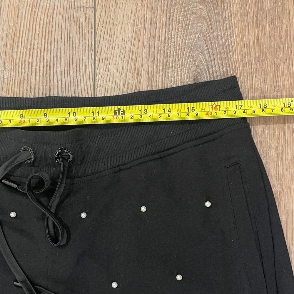 Karl Lagerfeld Paris Black Faux-Pearl Embellished Jogger Pants Size OX (x-large) - Picture 9 of 11